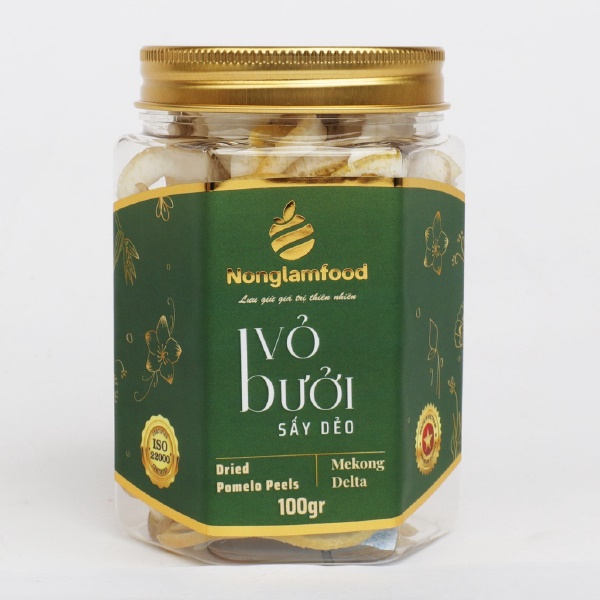 Vỏ bưởi Năm Roi sấy dẻo Nonglamfood hũ 100g | Healthy Snack | Ăn vặt văn phòng
