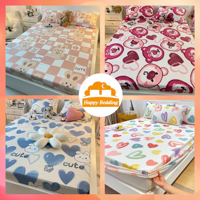 Bộ Ga Gối Trải Giường Cotton Poly, Bộ ga gối 3 món poly, ga giường + 2 vỏ gối- HappyBedding (Bo Chun Miễn Phí) - Ảnh 2