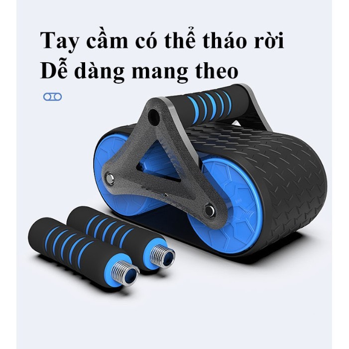 Con Lăn Tập Cơ Bụng 2 Bánh Cao Cấp Có Lò Xo Trợ Lực Tặng Miếng Lót Gối - con lăn phanh tự động Exer - Ảnh 4