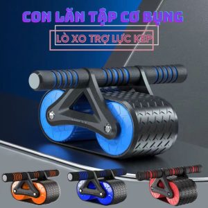 Con Lăn Tập Cơ Bụng 2 Bánh Cao Cấp Có Lò Xo Trợ Lực Tặng Miếng Lót Gối - con lăn phanh tự động Exer