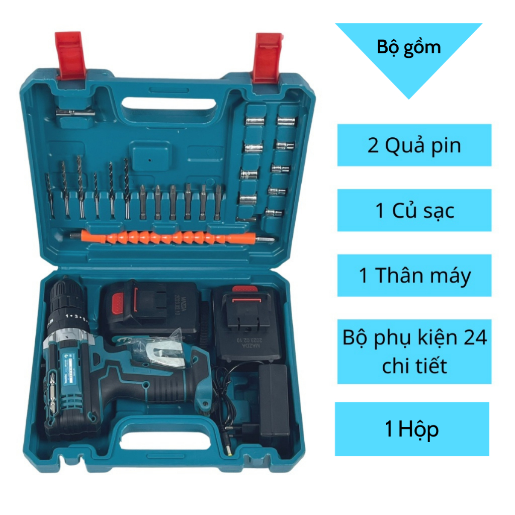 Máy khoan pin cầm tay Makita 72v, máy bắn vít 3 chức năng khoan tường, bắn vít, khoan sắt - Ảnh 3
