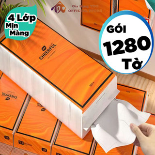 Bịch giấy rút siêu dai 4 lớp 1280 tờ màu cam tặng kèm móc treo tường - Ảnh 2