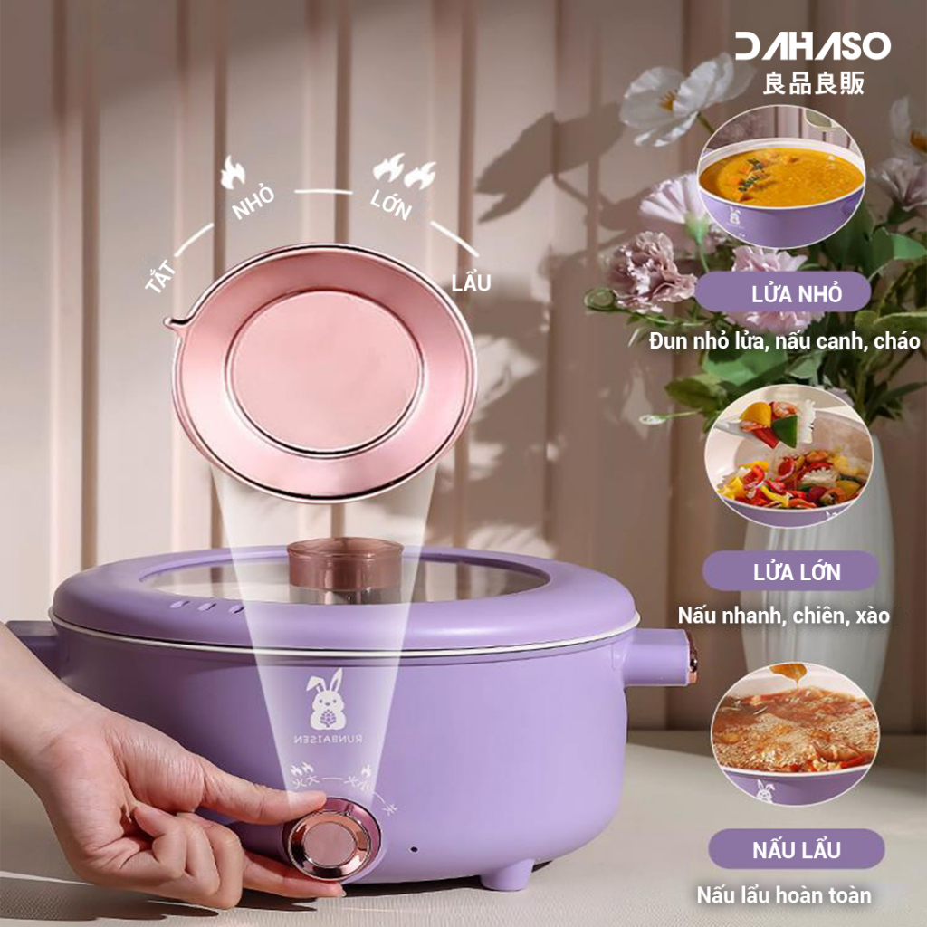 Nồi Lẩu Điện Đa Năng, Nồi Nấu Điện Dung Tích 3.5L, Chất Liệu Ceramic, Công Suất Lớn 1000W - Ảnh 6