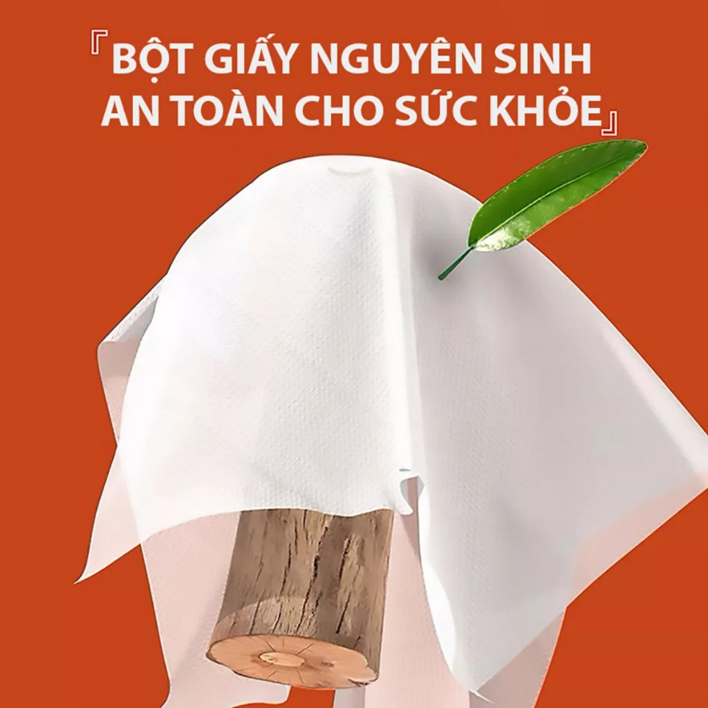 Bịch giấy rút siêu dai 4 lớp 1280 tờ màu cam tặng kèm móc treo tường - Ảnh 3