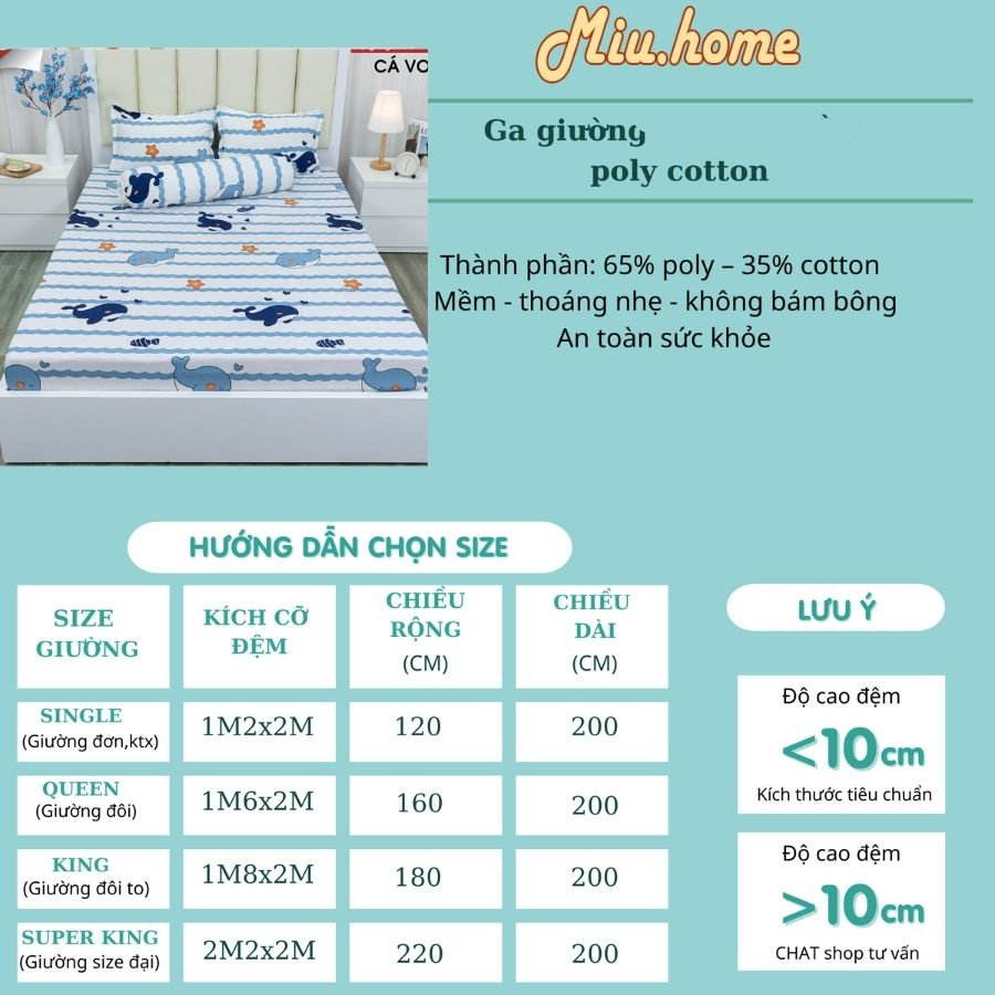 Bộ Ga Giường, bộ ga gối 3 món poly cotton, Drap giường 1m2, 1m4, 1m6, 1m8 sinh viên ở khu nội trú - Ảnh 3